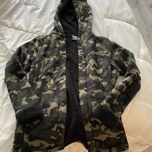 Cuddl duds Sherpa front snap jacket - green camo